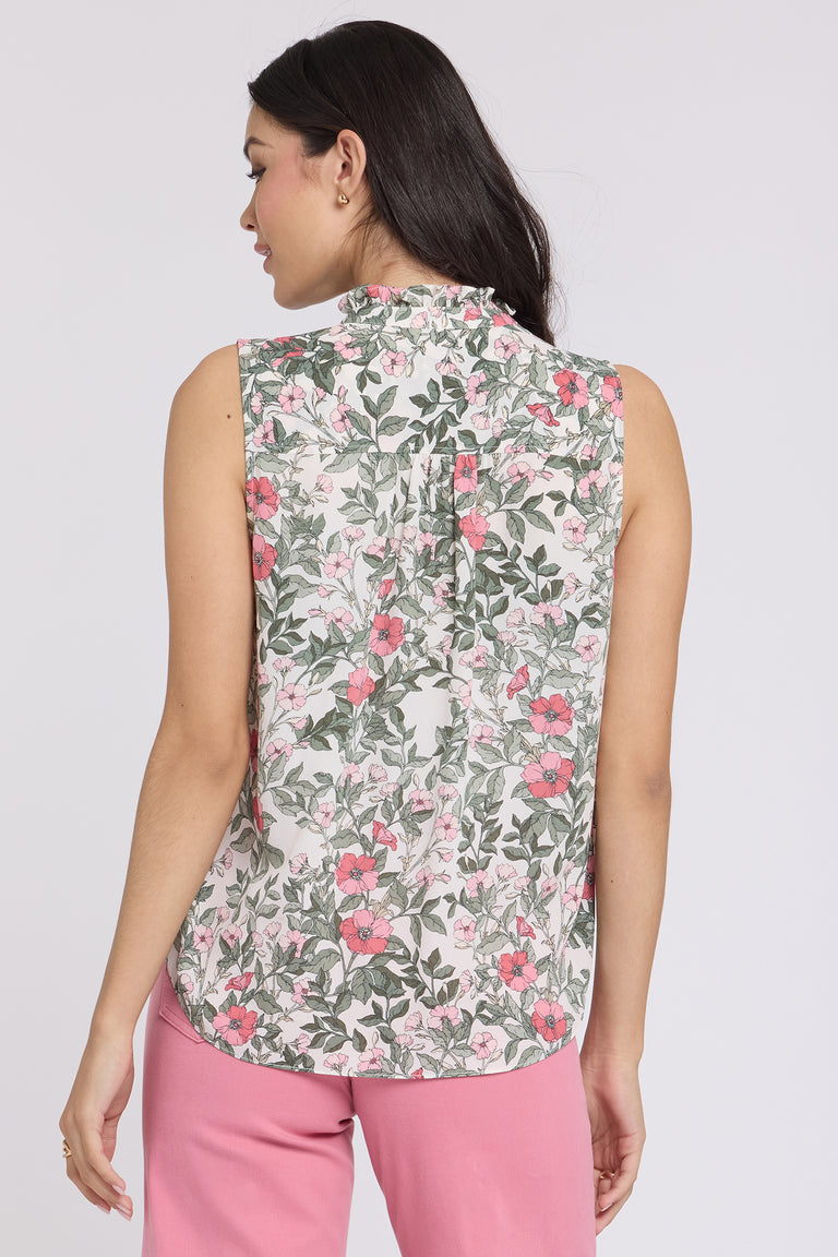 Sleeveless Ruffle Neck Blouse - Primrose Garden Pink | NYDJ