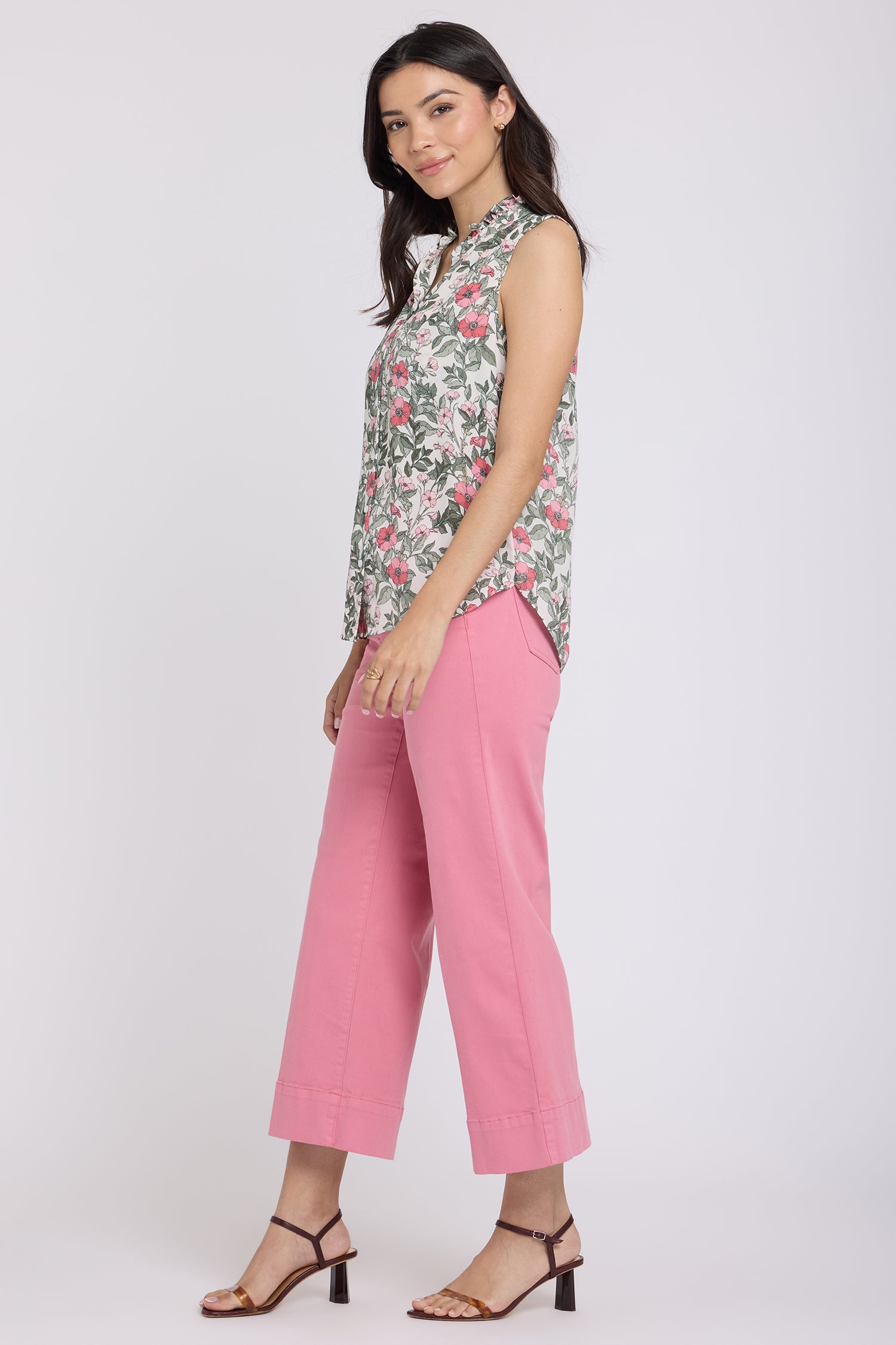 NYDJ Sleeveless Ruffle Neck Blouse  - Primrose Garden