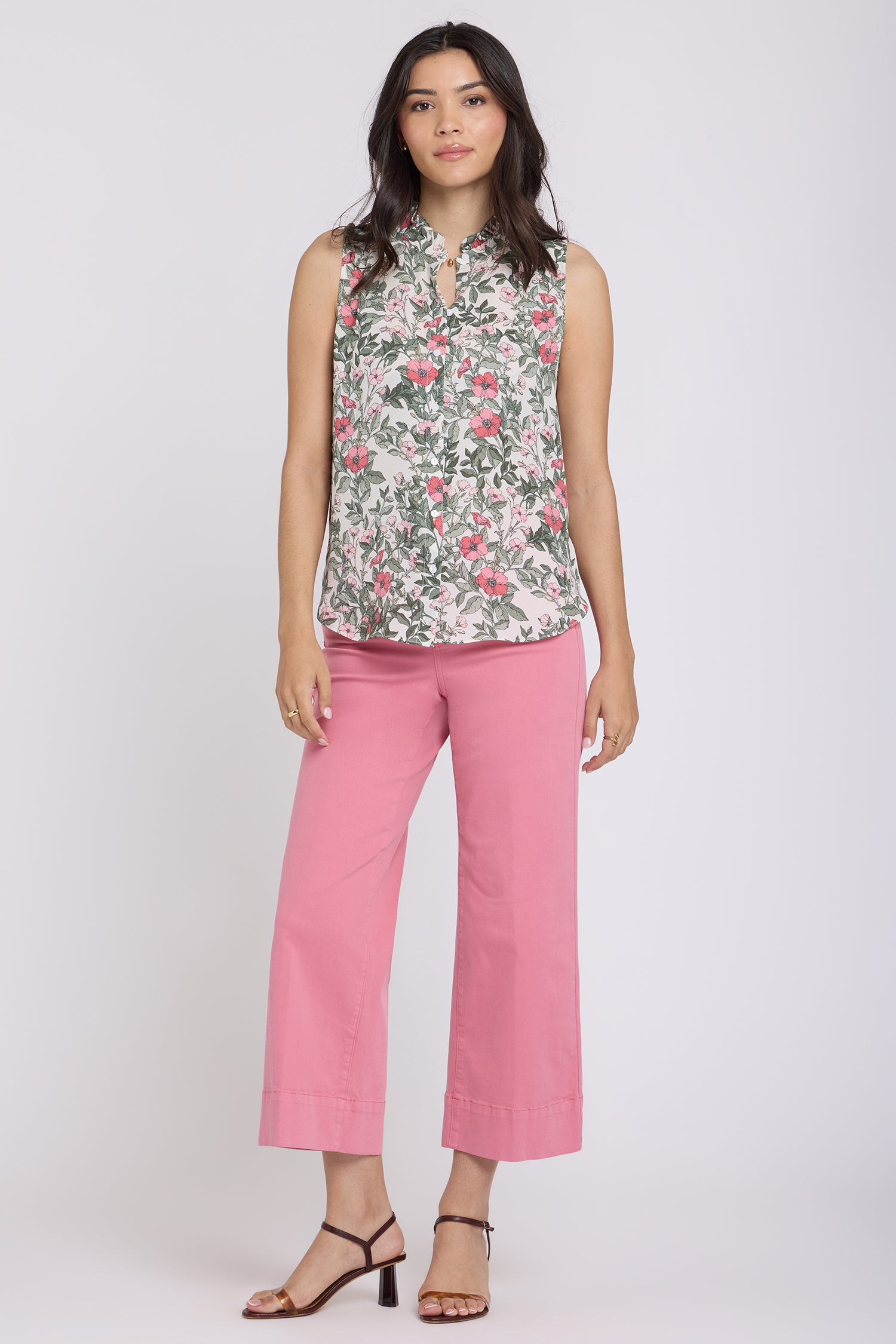 NYDJ Sleeveless Ruffle Neck Blouse  - Primrose Garden