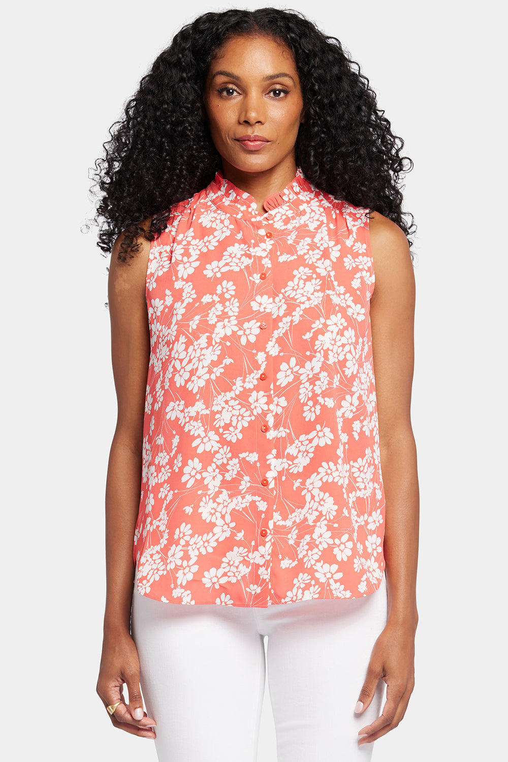 NYDJ Sleeveless Ruffle Neck Blouse  - Magdalene