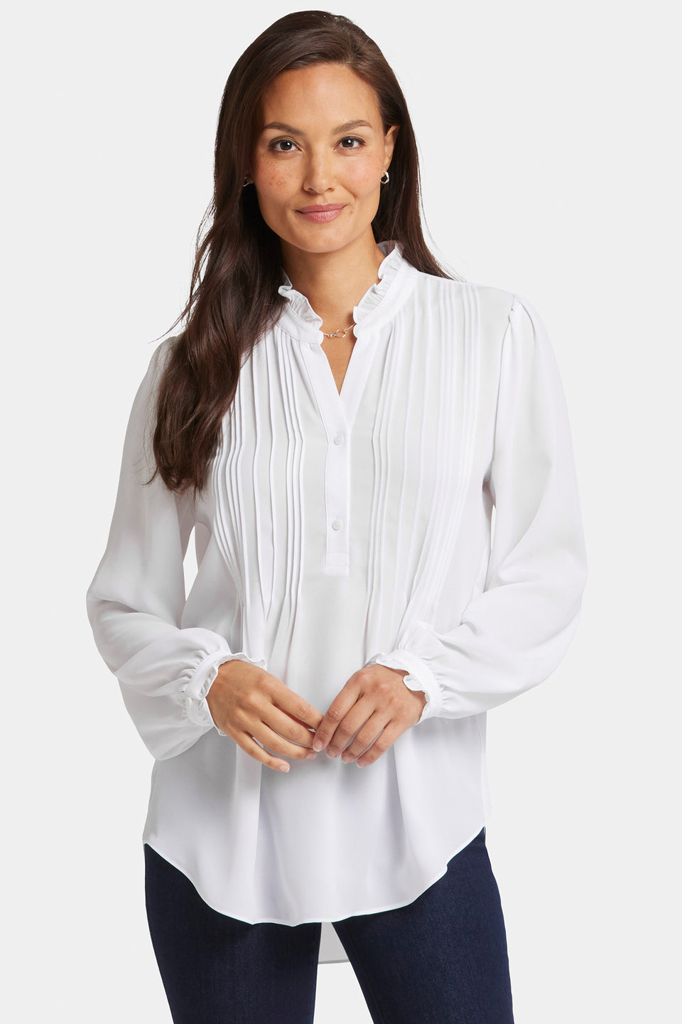 Pleated Front Tunic - Optic White White | NYDJ