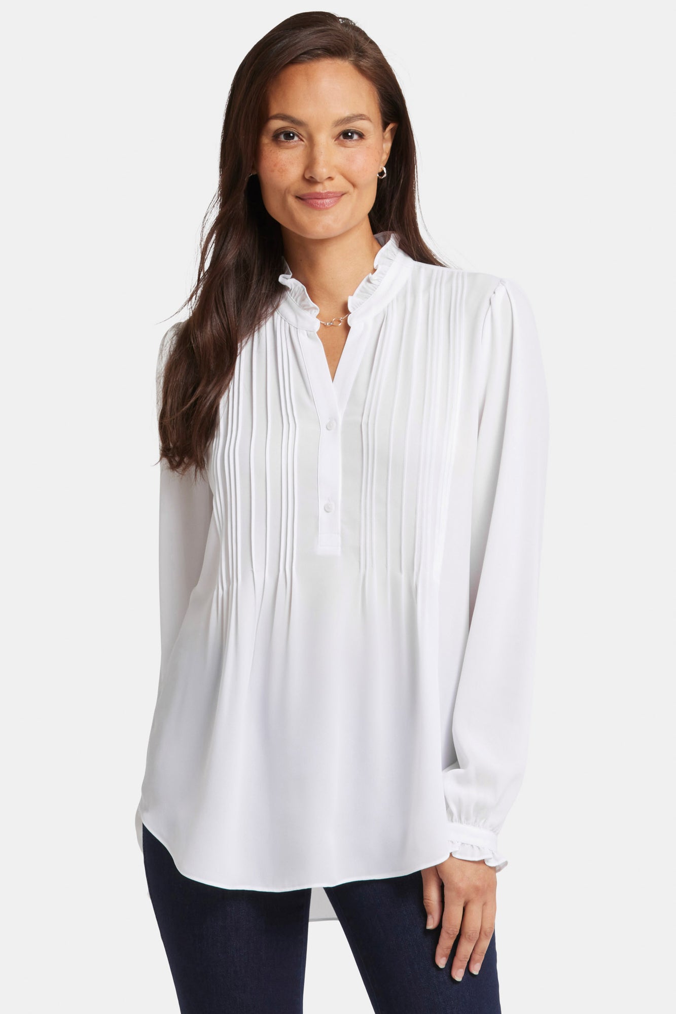 NYDJ Pleated Front Tunic  - Optic White