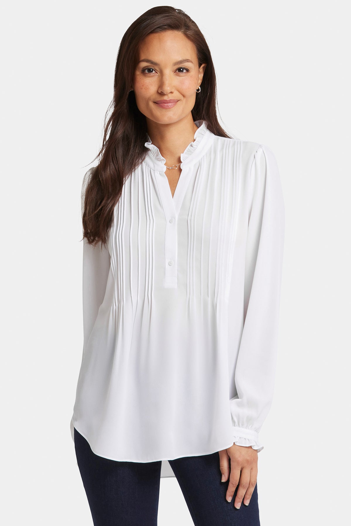 Pleated Front Tunic - Optic White White | NYDJ