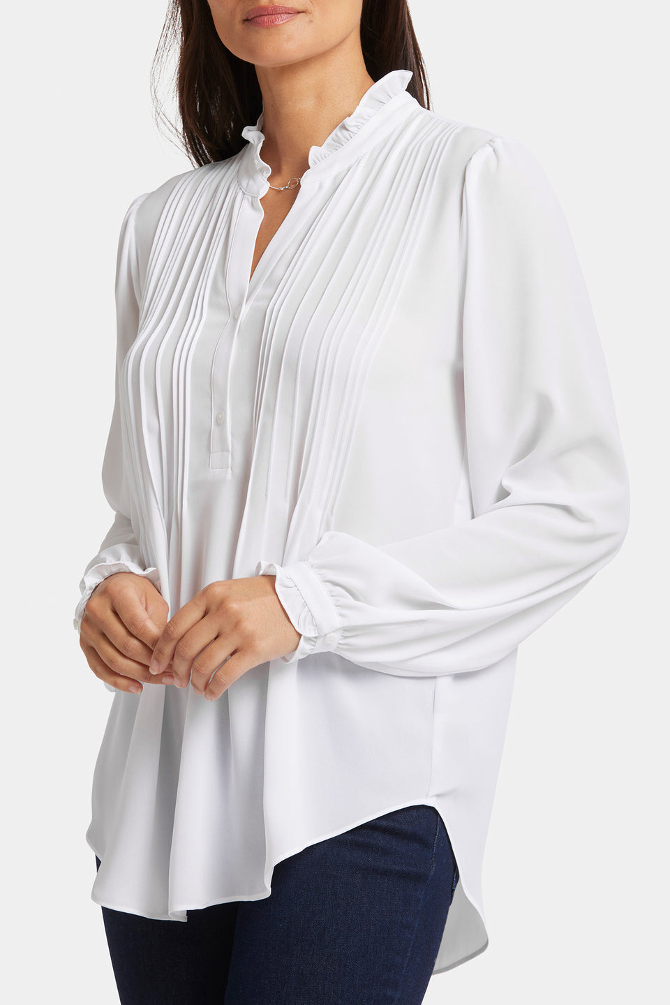Pleated Front Tunic - Optic White White | NYDJ