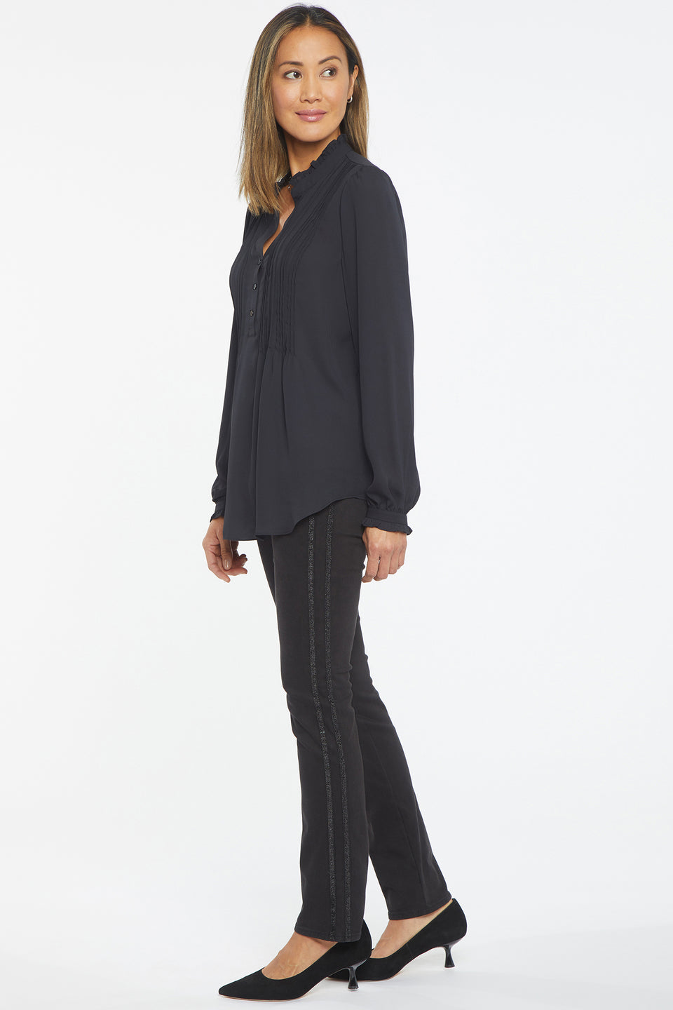 Pleated Front Tunic - Black Solid Colors | NYDJ