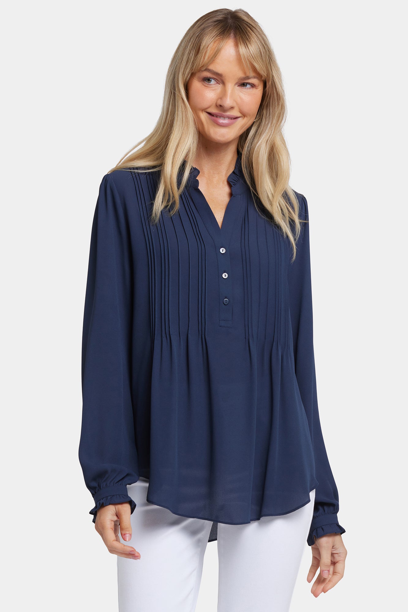 NYDJ Pleated Front Tunic  - Oxford Navy