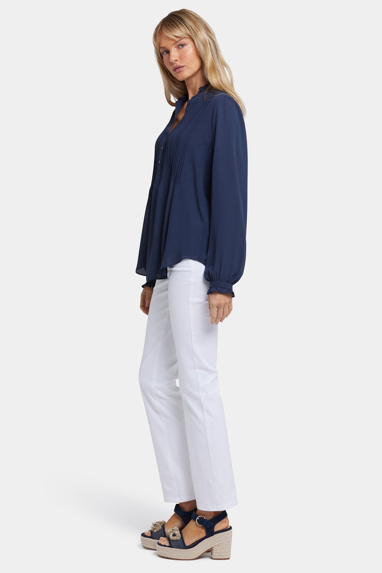 NYDJ Pleated Front Tunic  - Oxford Navy