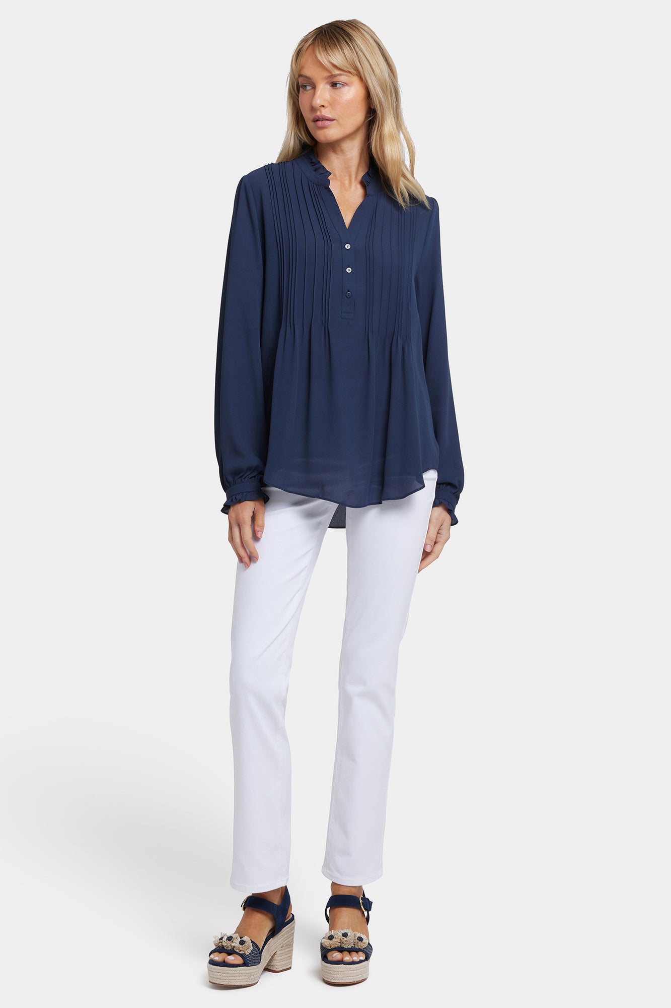 NYDJ Pleated Front Tunic  - Oxford Navy