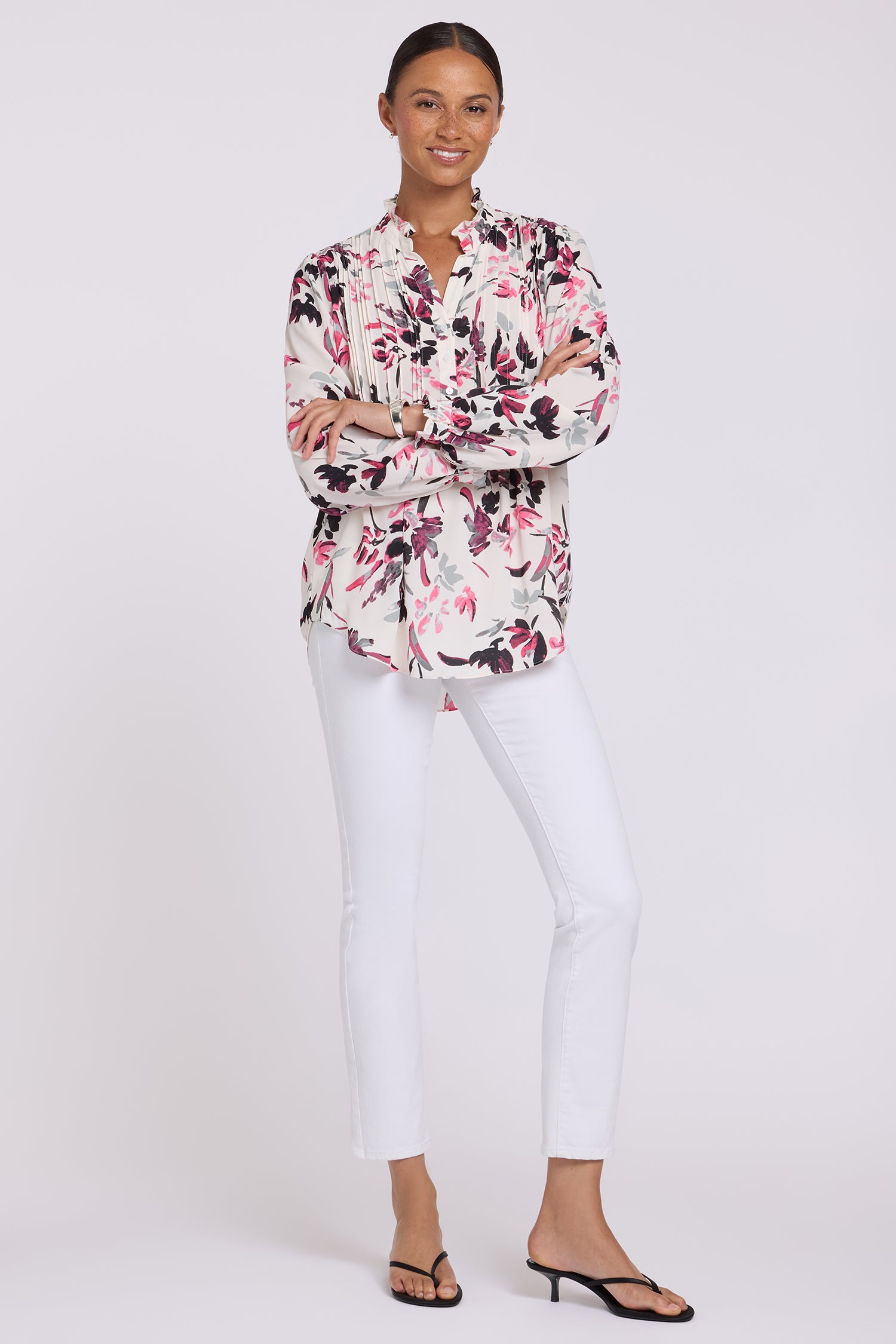 Pleated Front Tunic - Starlight Garden Pink | NYDJ