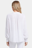 NYDJ Pleated Peasant Blouse  - Optic White