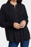 NYDJ Pleated Peasant Blouse  - Black