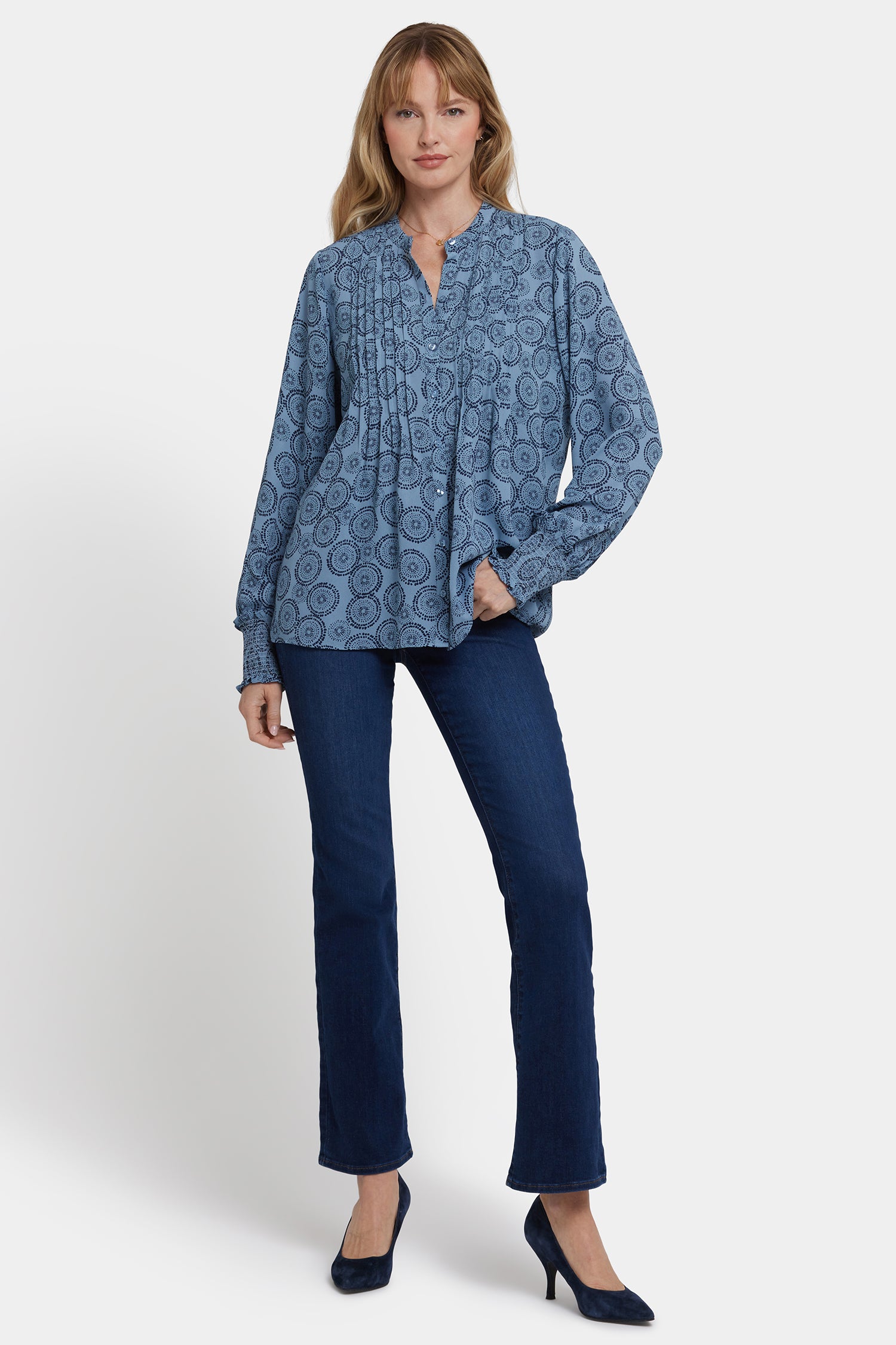 Pleated Peasant Blouse - Rain Garden Multi | NYDJ