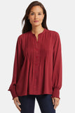 NYDJ Pleated Peasant Blouse  - Wild Currant