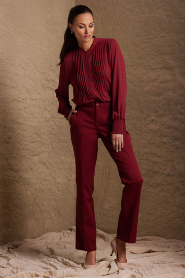 NYDJ Pleated Peasant Blouse  - Wild Currant
