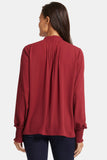 NYDJ Pleated Peasant Blouse  - Wild Currant