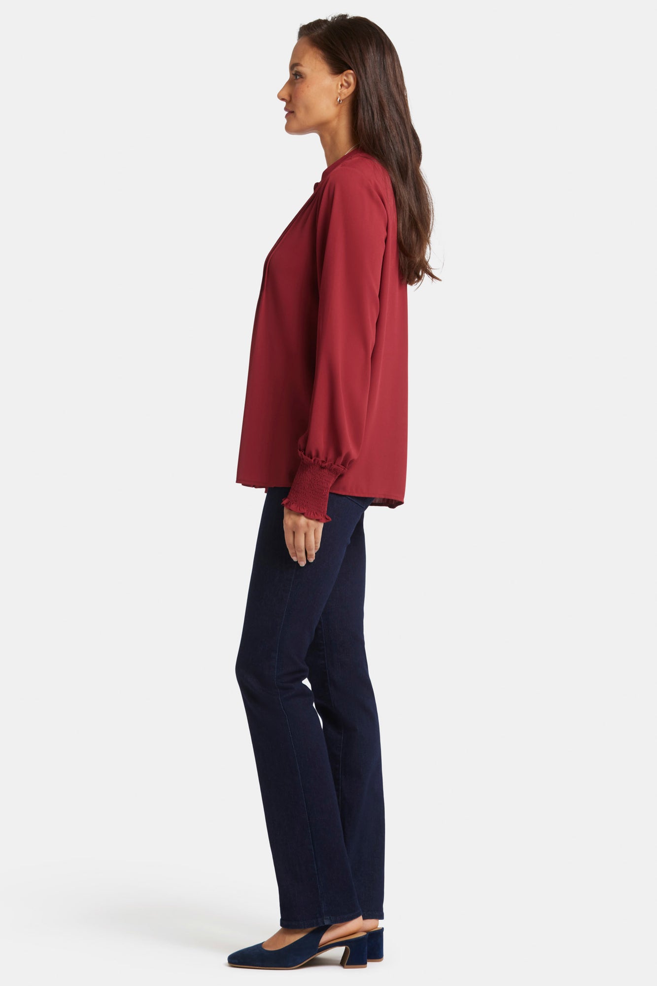 NYDJ Pleated Peasant Blouse  - Wild Currant