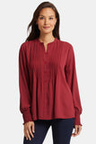 NYDJ Pleated Peasant Blouse  - Wild Currant