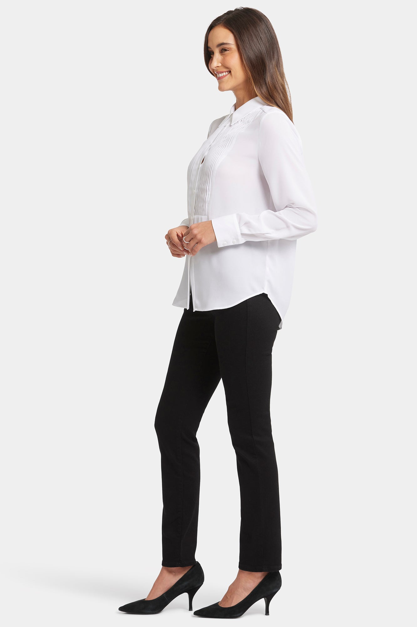 NYDJ Tuxedo Blouse  - Optic White