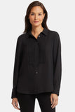 NYDJ Tuxedo Blouse  - Black