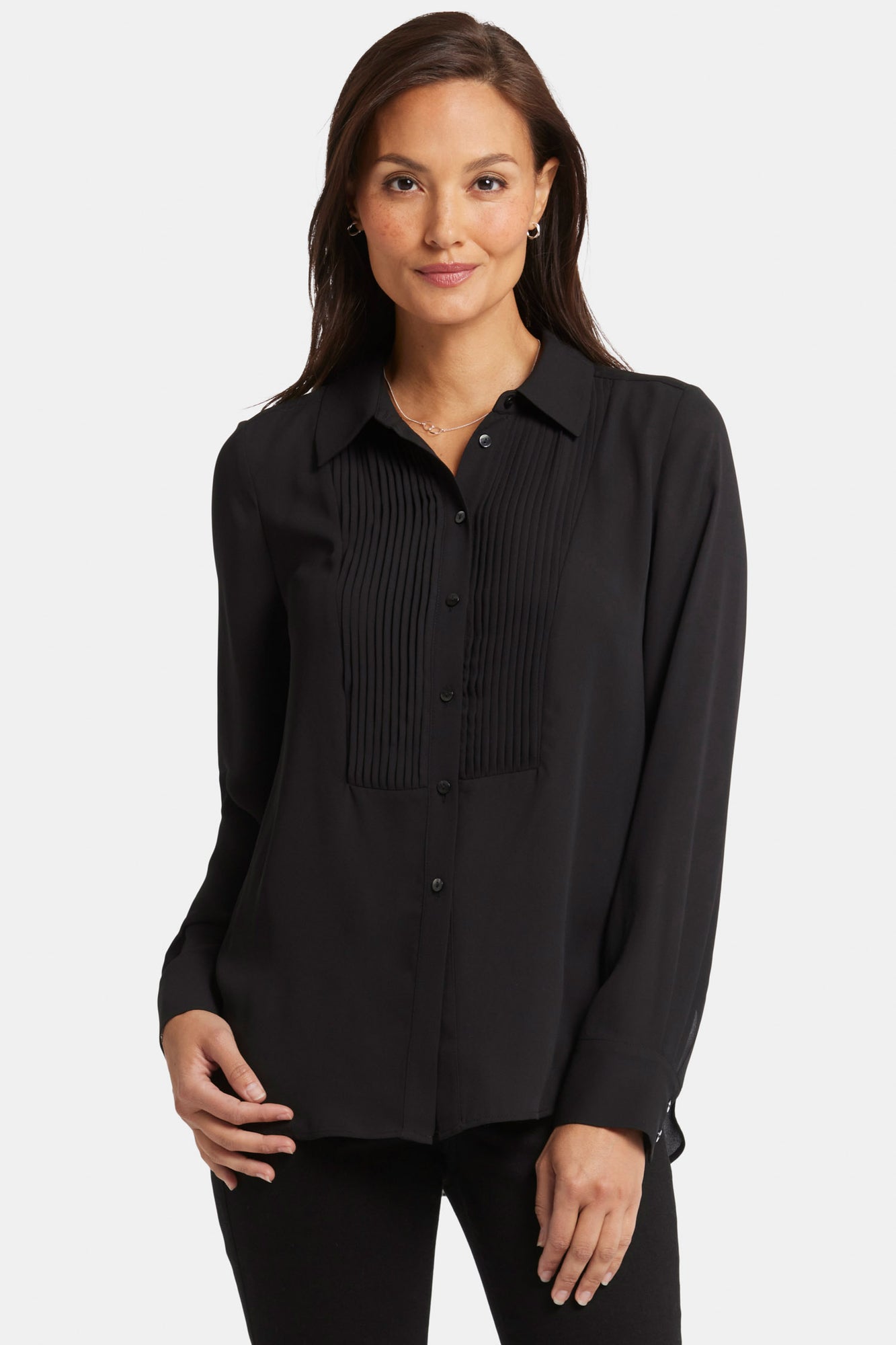 NYDJ Tuxedo Blouse  - Black