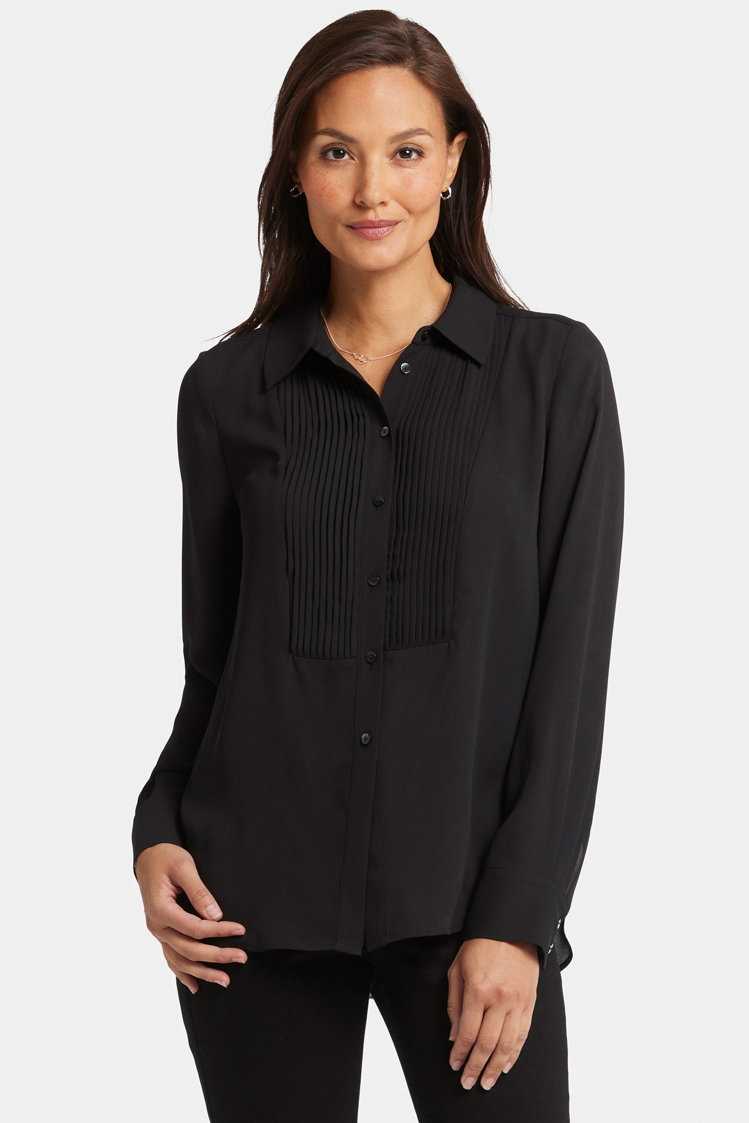 NYDJ Women's Tuxedo Long Sleeve Collared Top - Black - Size S NYDJ Women's Tuxedo Long Sleeve Collared Top - Black - Size S