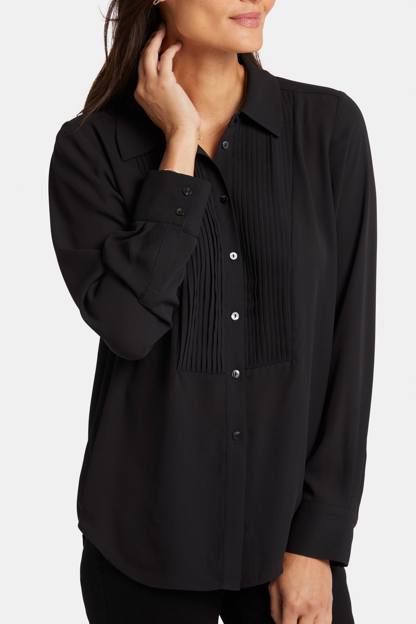 NYDJ Tuxedo Blouse  - Black