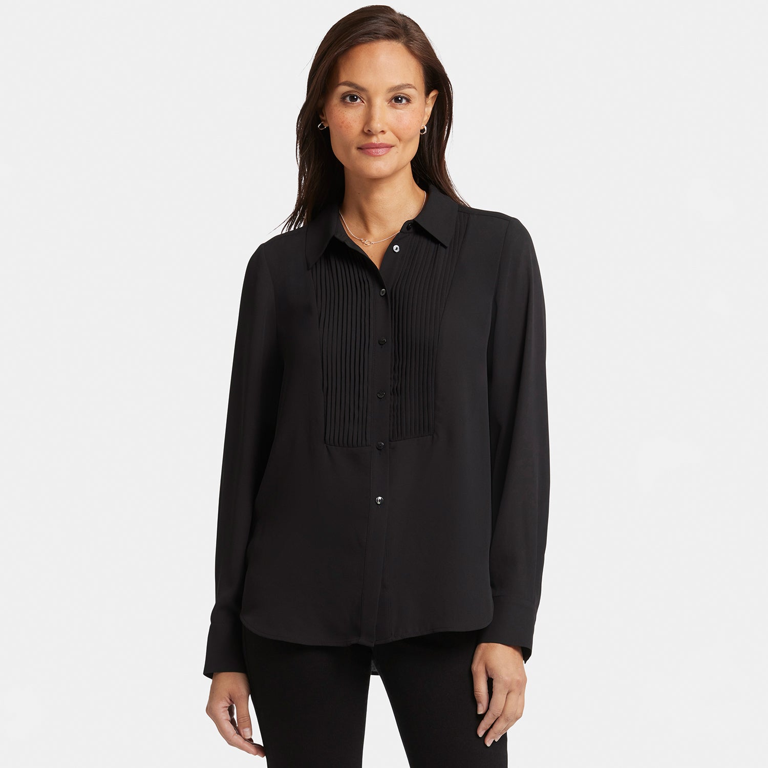 Tuxedo Blouse - Black Solid Colors | NYDJ