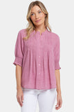 NYDJ Pleated Short Sleeved Blouse  - Bonavista