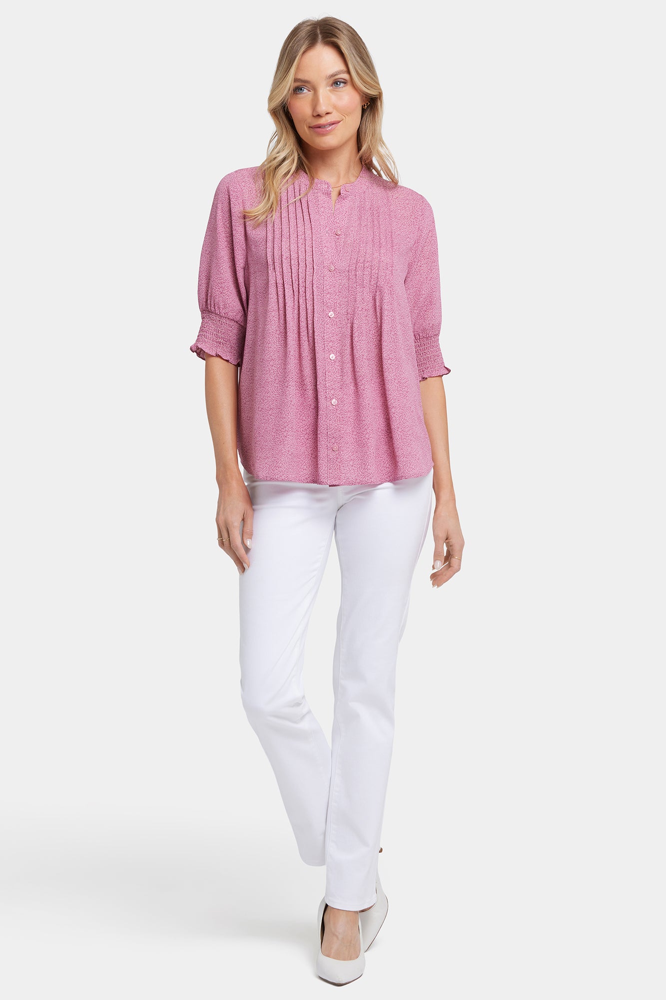 NYDJ Pleated Short Sleeved Blouse  - Bonavista