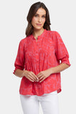 NYDJ Pleated Short Sleeved Blouse  - Valencia