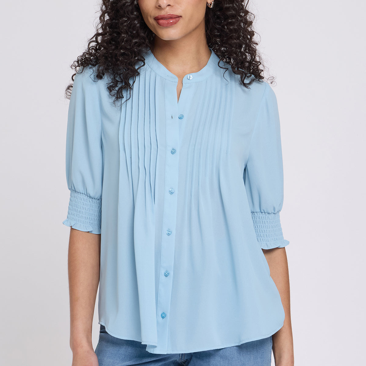 Pleated Short Sleeved Blouse - Starlight