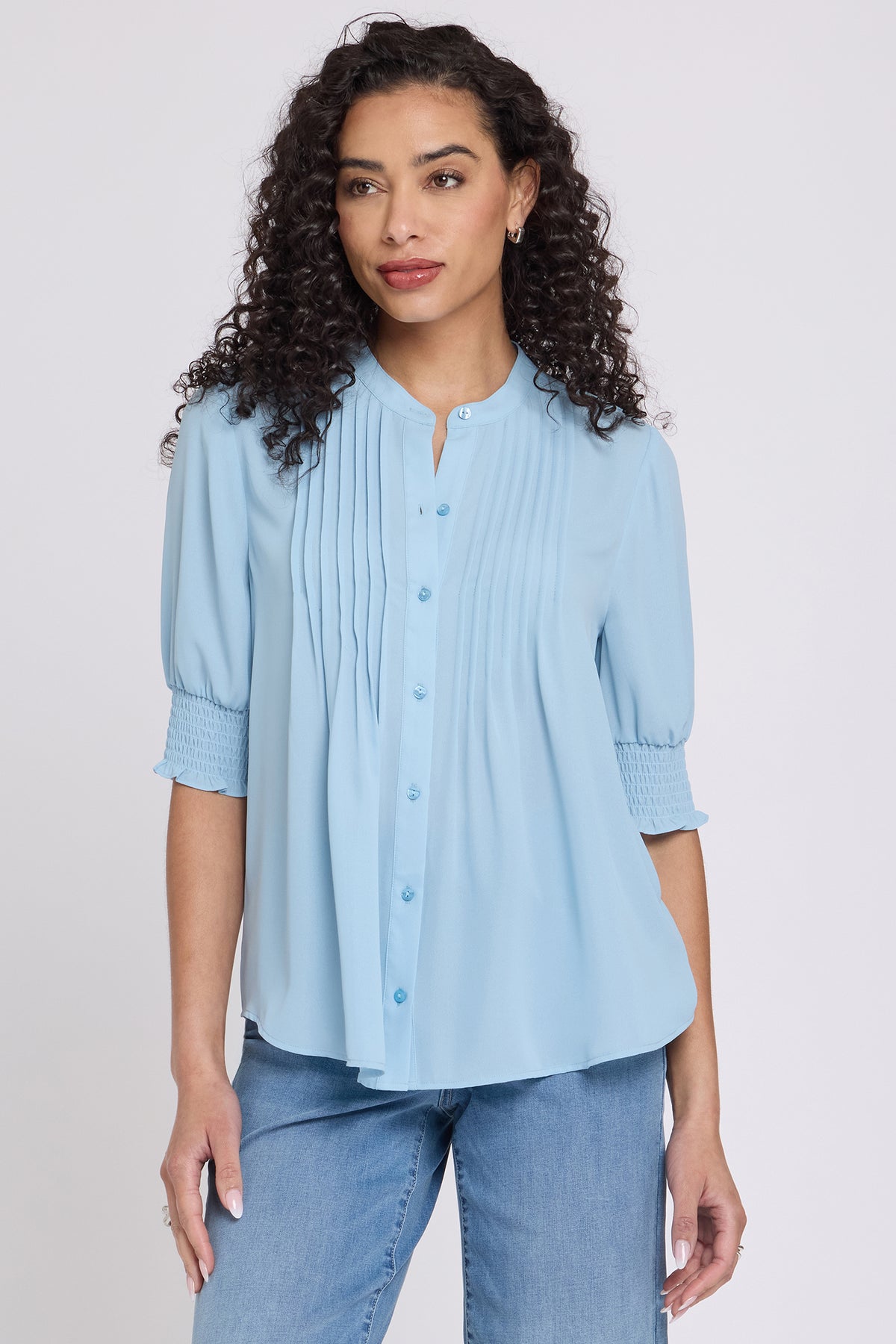 Pleated Short Sleeved Blouse - Starlight