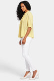 NYDJ Pleated Short Sleeved Blouse  - Yellow Daisy