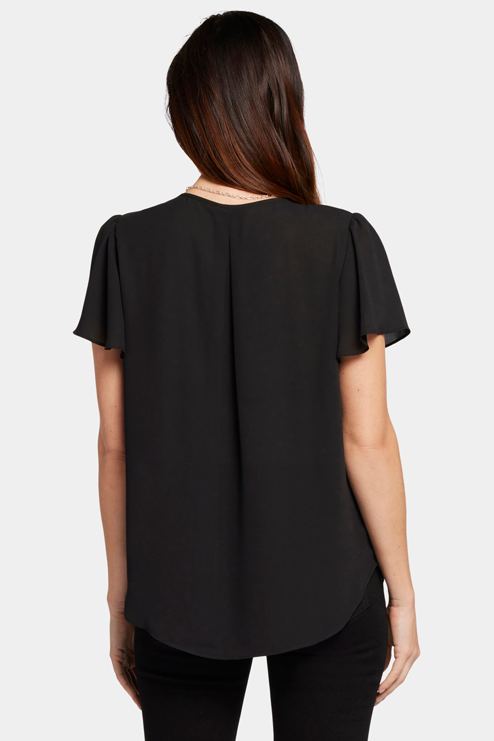 NYDJ Flounce Sleeve Blouse  - Black