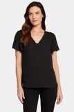 NYDJ Flounce Sleeve Blouse  - Black