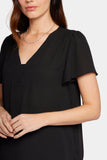 NYDJ Flounce Sleeve Blouse  - Black