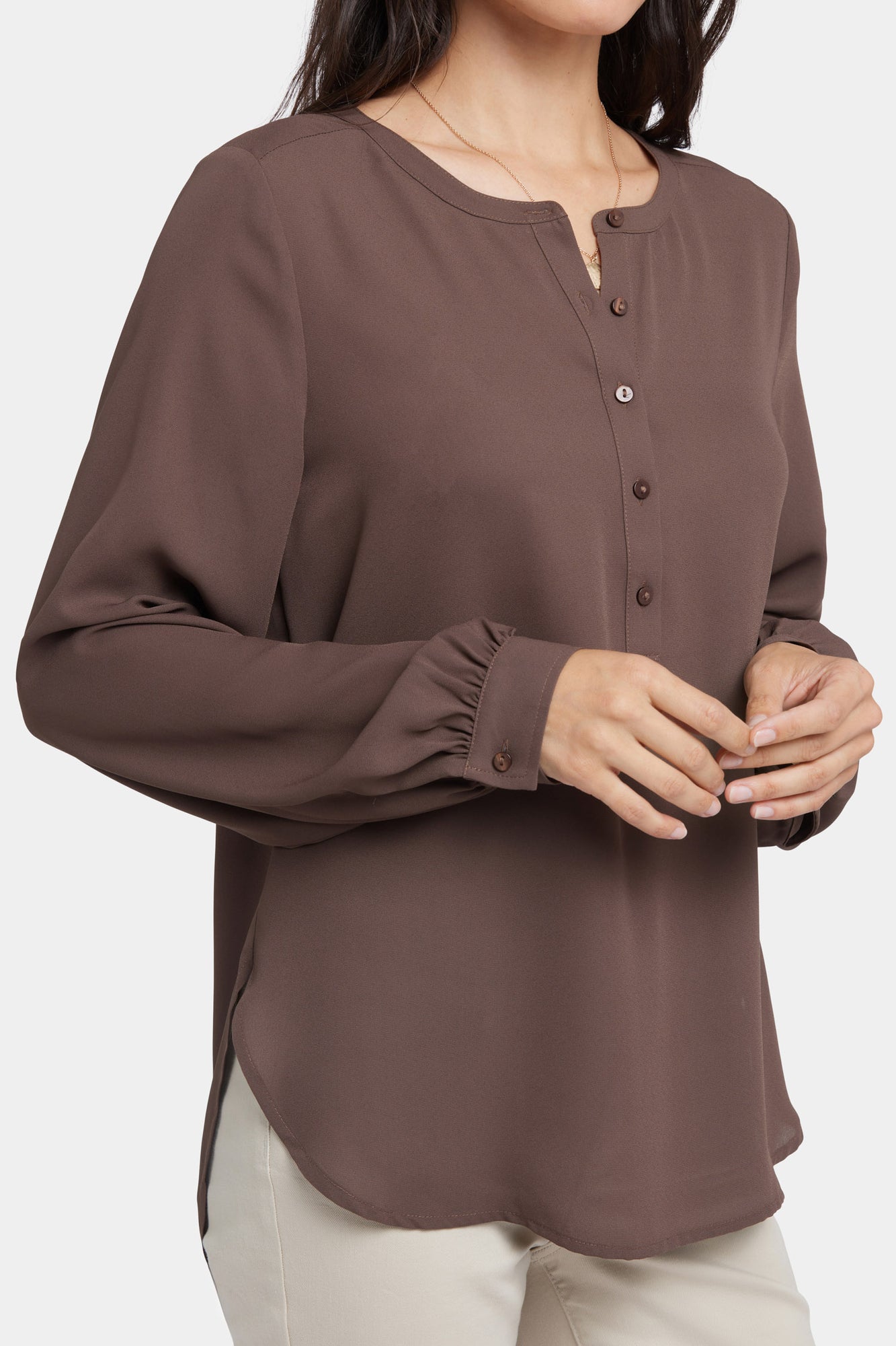 NYDJ Simone Blouse  - Coffee Bean