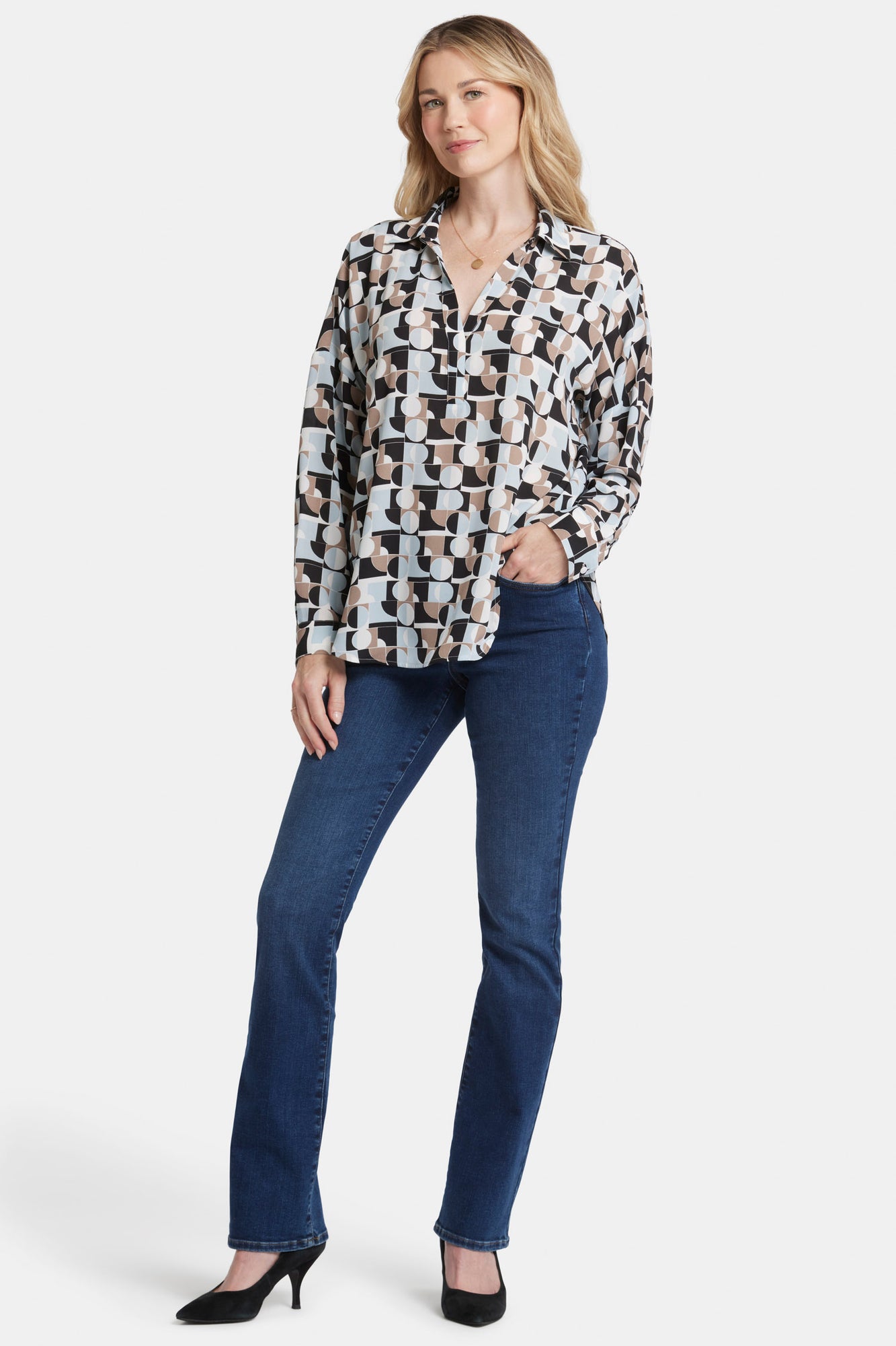 NYDJ Becky Blouse  - Light & Fog