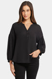 NYDJ Paulina Peasant Blouse  - Black