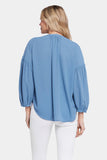 NYDJ Paulina Peasant Blouse  - Blue Stone