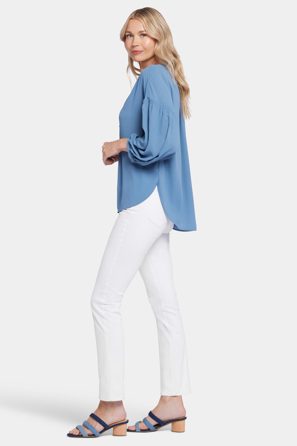 NYDJ Paulina Peasant Blouse  - Blue Stone