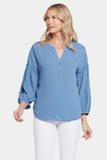 NYDJ Paulina Peasant Blouse  - Blue Stone