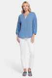 NYDJ Paulina Peasant Blouse  - Blue Stone