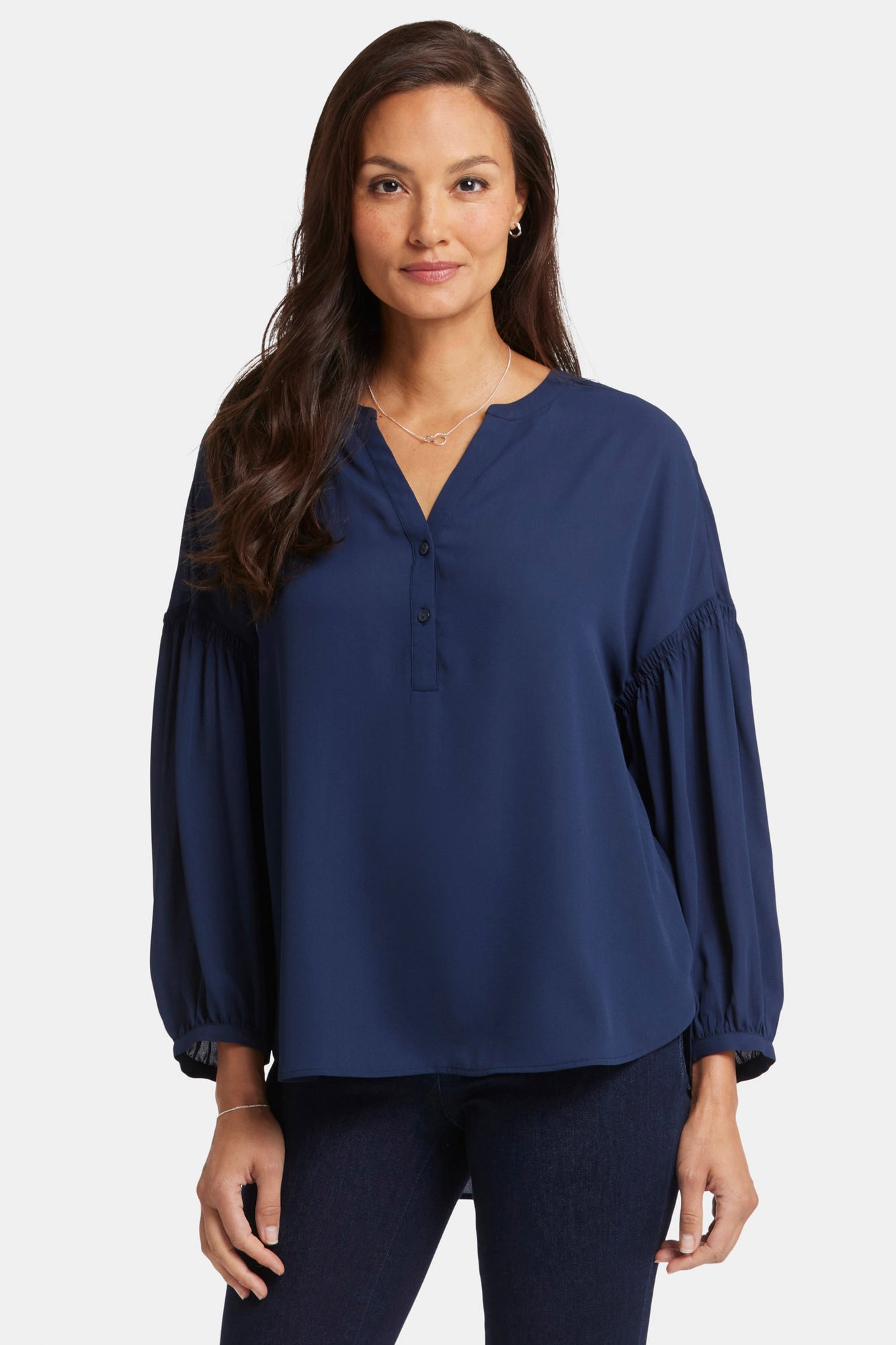 NYDJ Paulina Peasant Blouse  - Starless Sky