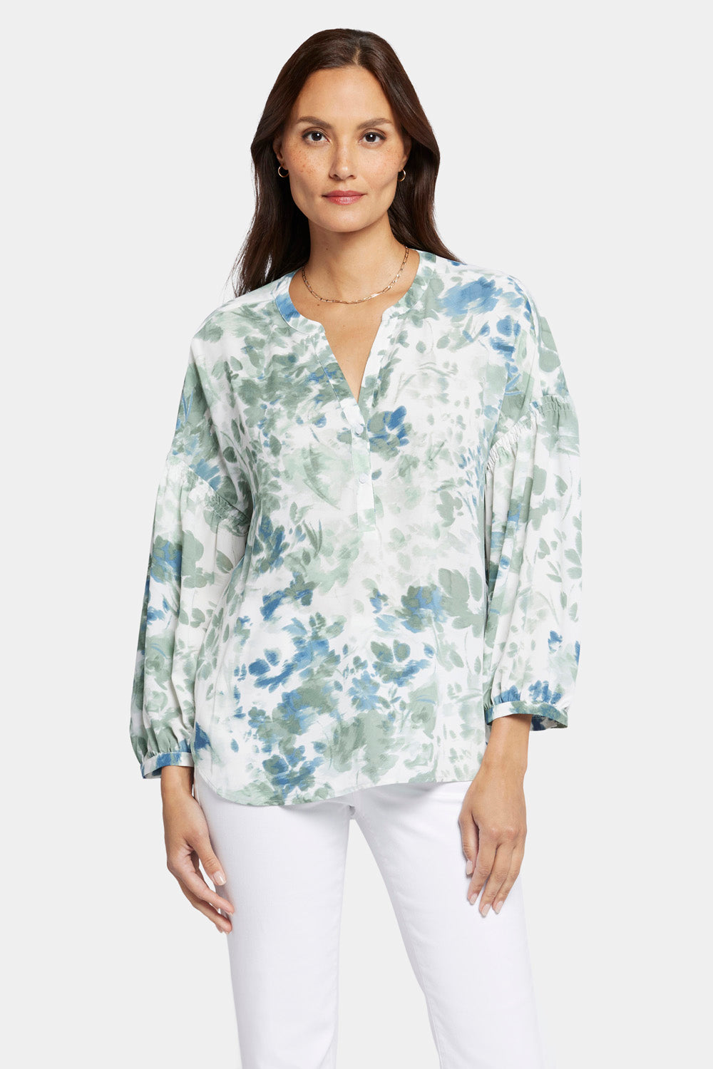 NYDJ Paulina Peasant Blouse  - Cape Malea