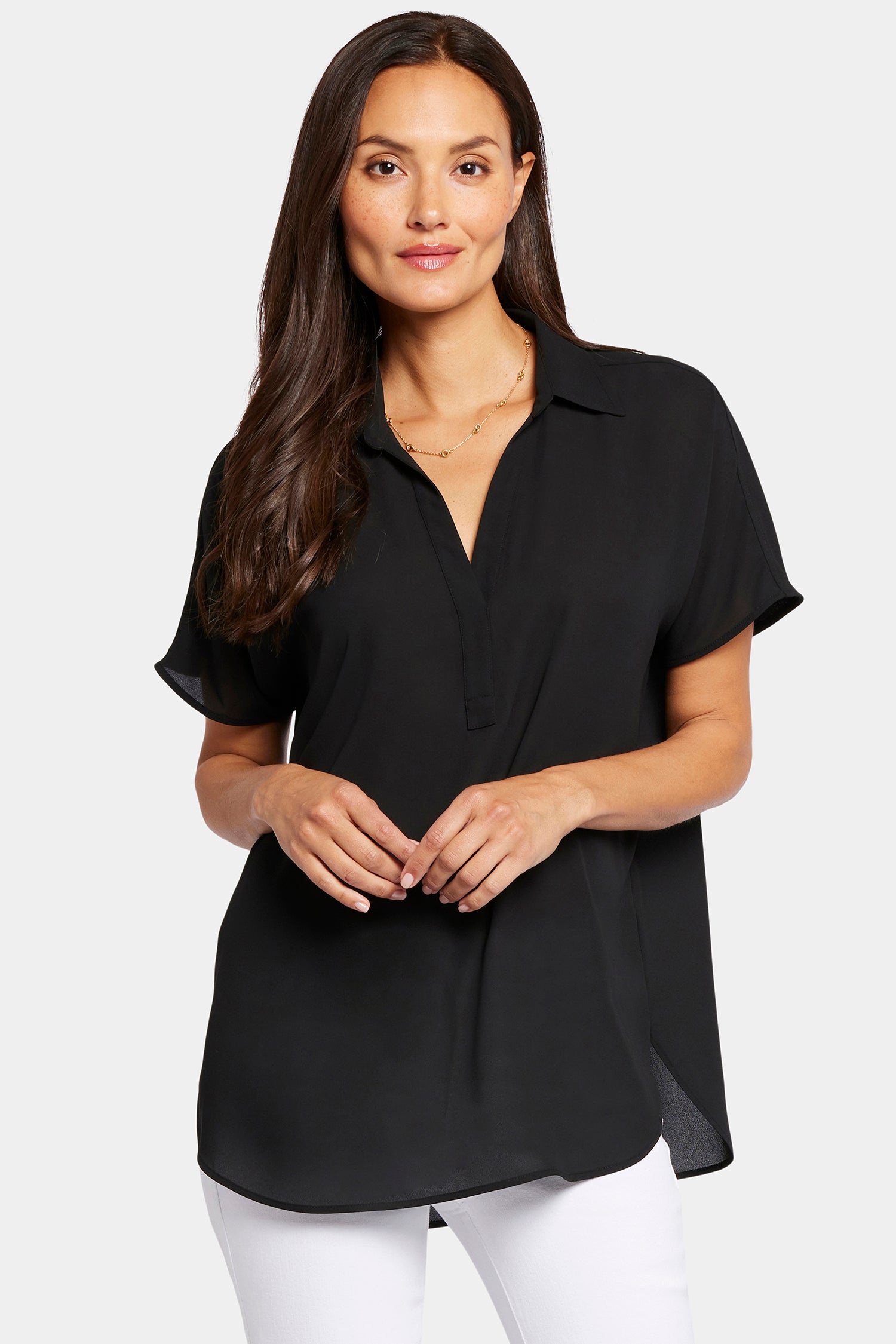 NYDJ Becky Short Sleeved Blouse  - Black