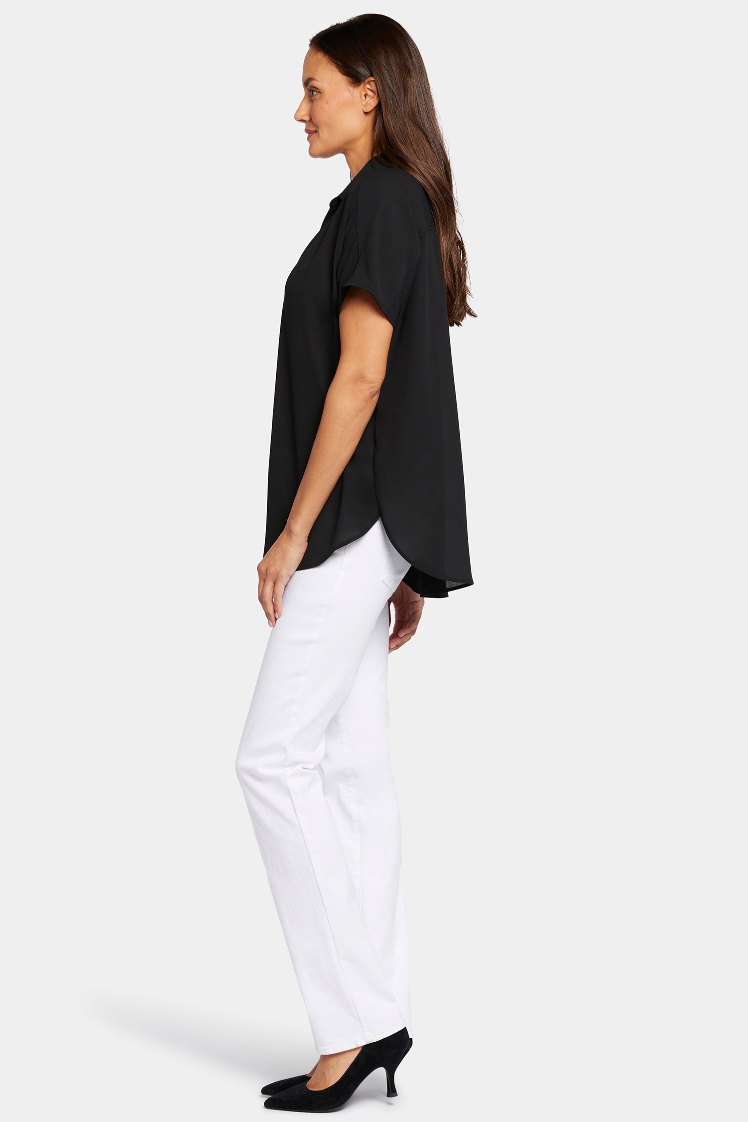 NYDJ Becky Short Sleeved Blouse  - Black