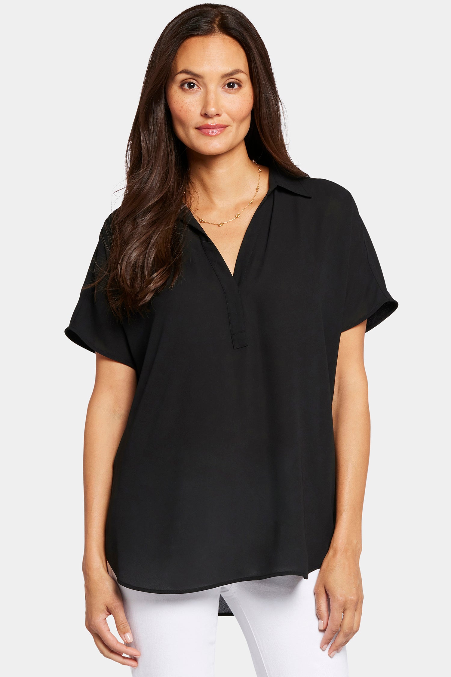 売れ筋商品|||ニューヨークコレクション カットソー トップス レディース Women's Short Rolled Sleeve Button Front Blouse Black Palmdive MGGT4270_858_4.jpg?v=