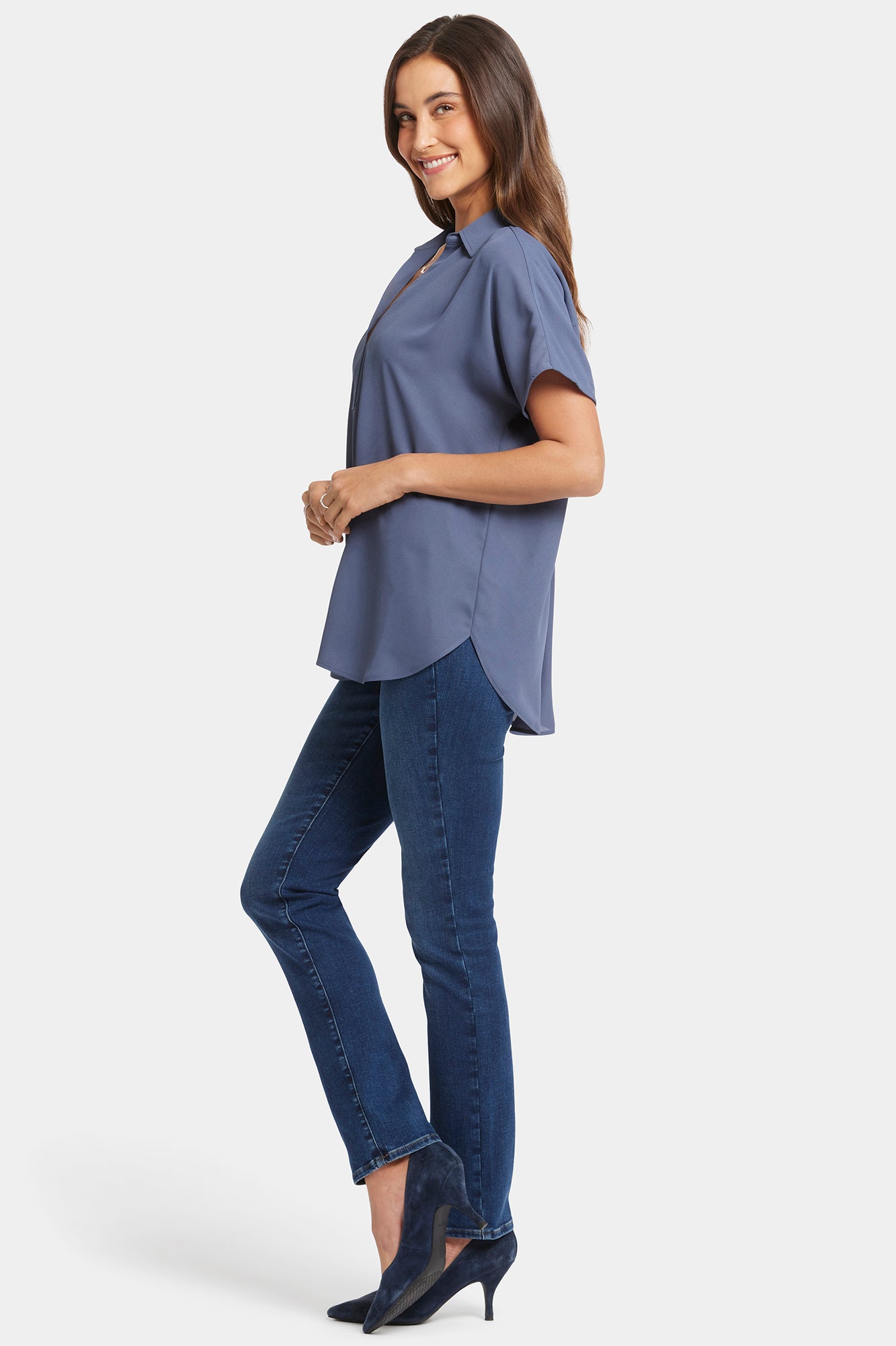 NYDJ Becky Short Sleeved Blouse  - Cascade Lake