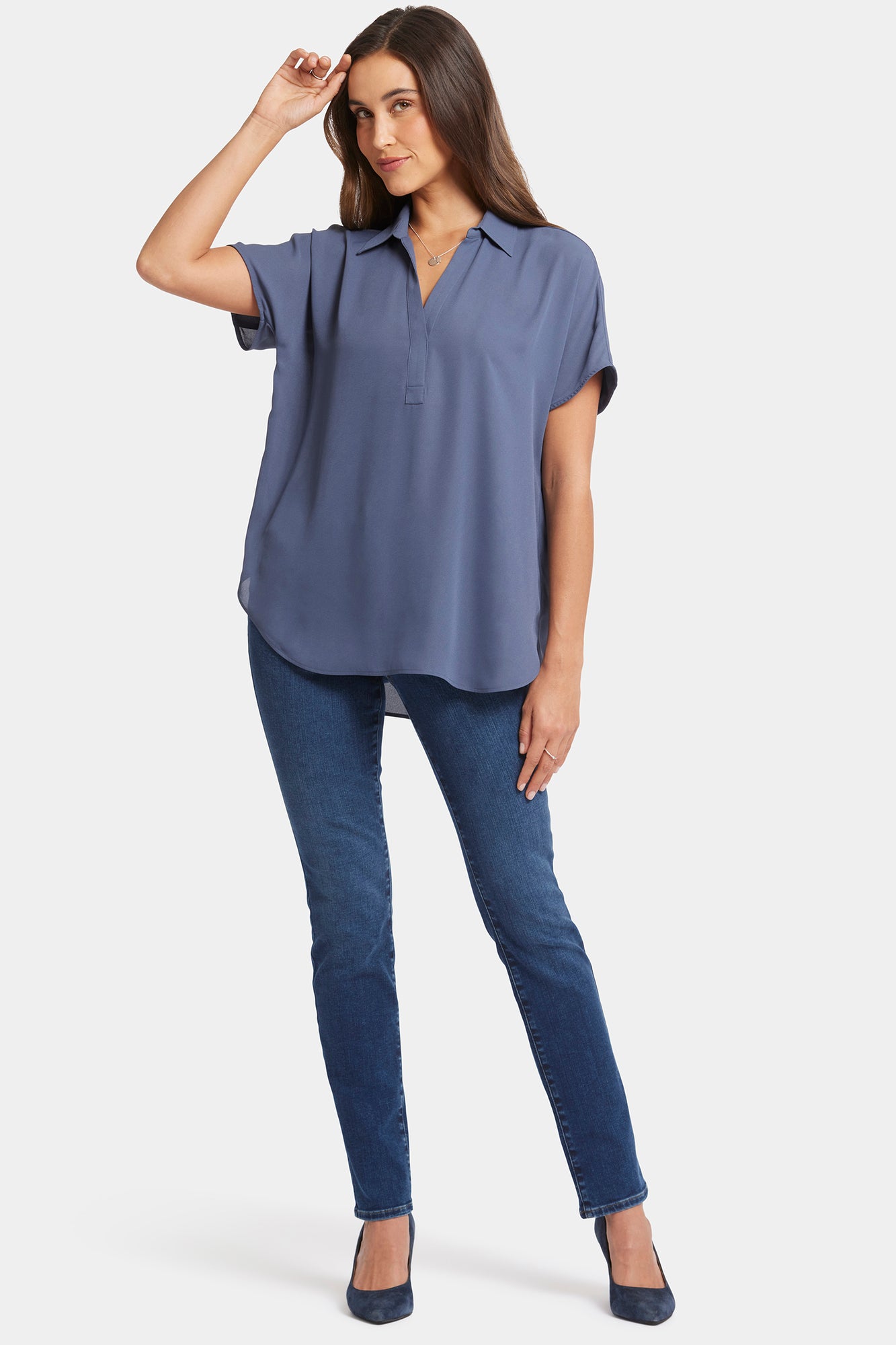 NYDJ Becky Short Sleeved Blouse  - Cascade Lake